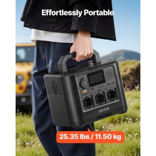 VEVOR Φορητός Σταθμός Ενέργειας 1200W, Γεννήτρια 806Wh LiFePO4 με 9...