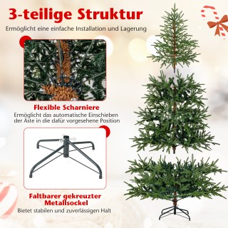 Costway Τεχνητό Χριστουγεννιάτικο Δέντρο 180 cm με 250 Πολύχρωμα LE...