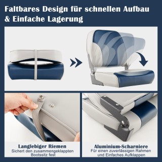 Costway Σετ 2 Καθισμάτων Βάρκας με Μαξιλαράκια Ανθεκτικά στις Καιρι...