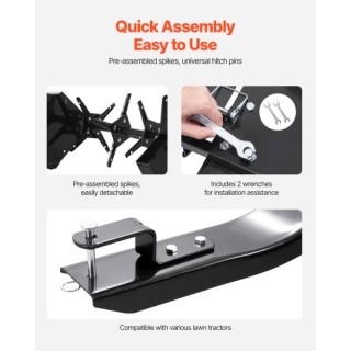 VEVOR Ρυμουλκούμενος Αεριστήρας Γκαζόν 40 με Καθολικό Σύνδεσμο TCSH...