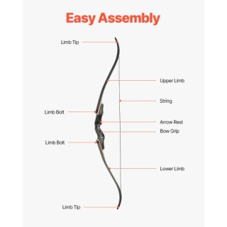 VEVOR Σετ Τόξου 60in Takedown Recurve Ξύλινο 35 lbs για Κυνήγι και ...