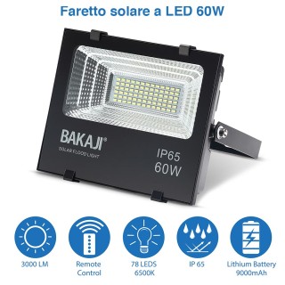 BAKAJI Προβολέας LED 60W με Ηλιακό Πάνελ Εξωτερικού Χώρου Υψηλής Φ... BAKAJI Προβολέας LED 60W με Ηλιακό Πάνελ Εξωτερικού Χώρου Υψηλής Φ...