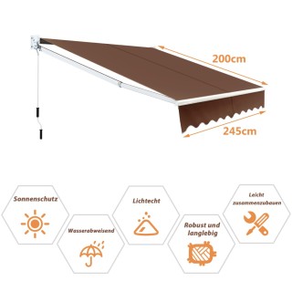 Costway Καφέ Τέντα 2,5 x 2 μ με Ανθεκτικό UV & Αδιάβροχο Υλικό & Μα... Costway Καφέ Τέντα 2,5 x 2 μ με Ανθεκτικό UV & Αδιάβροχο Υλικό & Μα...