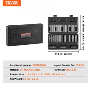 Σετ Καρυδάκια VEVOR 15τμχ 3/8 6-γωνικό CJTTZJ1CRMO1D0PTUV0 Σετ Καρυδάκια VEVOR 15τμχ 3/8 6-γωνικό CJTTZJ1CRMO1D0PTUV0