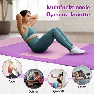 Costway Πτυσσόμενο Στρώμα Γυμναστικής με Χερούλια Μεταφοράς, Μωβ + ...