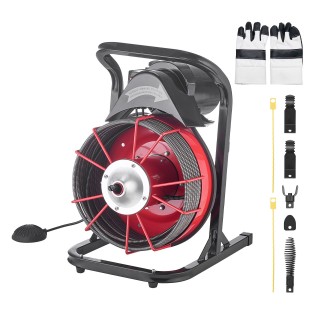 VEVOR Μηχάνημα Καθαρισμού Αποχέτευσης 23μ x 10,5mm, Χειροκίνητο Τρο...