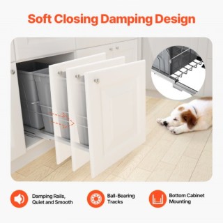 VEVOR Διπλός Αποσπώμενος Κάδος Απορριμμάτων 27QT Μαλακού Κλεισίματο...