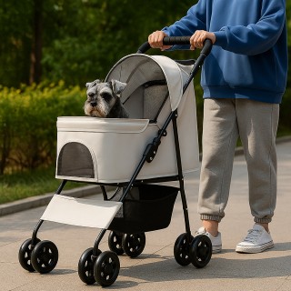 BAKAJI Πτυσσόμενο Καρότσι για Κατοικίδια Σκύλων και Γατών Γκρι 30Kg...