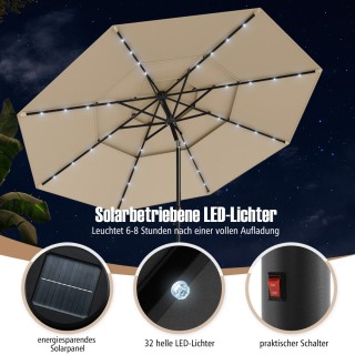 Costway Τρίπατο Ομπρέλα Κήπου με Κρανιό και Κλίση 30° - Μπεζ NP11543MS Costway Τρίπατο Ομπρέλα Κήπου με Κρανιό και Κλίση 30° - Μπεζ NP11543MS