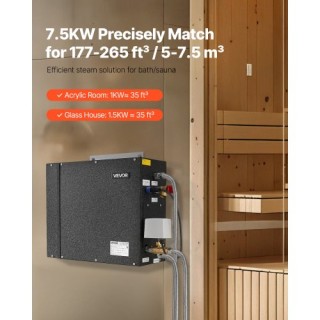 VEVOR Γεννήτρια Ατμού 7,5 kW με Σύστημα Ελέγχου για Οικιακή Σάουνα ...