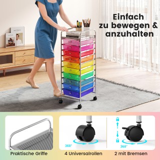 Costway Τροχήλατο Ρακ με 10 Συρτάρια και Χρωμιωμένο Μεταλλικό Σκελε... Costway Τροχήλατο Ρακ με 10 Συρτάρια και Χρωμιωμένο Μεταλλικό Σκελε...