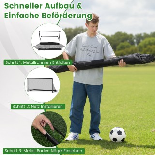 Costway Πτυσσόμενη Εστία Ποδοσφαίρου 150x71x76 εκ. με Μεταλλικό Σκε...