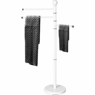 BAKAJI Λευκή Σταθερή Κρεμάστρα Μπάνιου με 3 Περιστρεφόμενους Βραχίο...