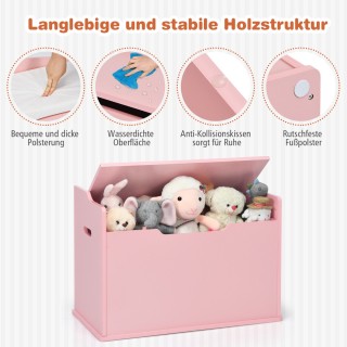 Costway Πολυχρηστικό Κουτί Αποθήκευσης Παιχνιδιών με Καπάκι Ασφαλεί...