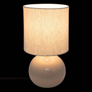 Atmosphera Επιτραπέζιο Φωτιστικό Κεραμικό Εκρού με Υφασμάτινο Καπέλ...