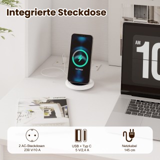 Costway Λευκός Γραφειακός Υπολογιστής με Ανώτερο Ντουλάπι και Ενσωμ...