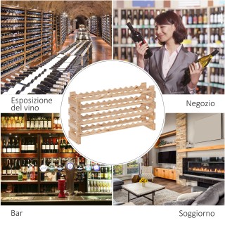 HOMCOM  Ραφιέρα Κρασιών από Ξύλο Πεύκου, Κάβα Κρασιών με 4 Ράφια γι...