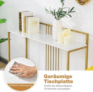 Costway  Κομψό Κονσόλα Τραπέζι με Επιφάνεια Τεχνητού Μαρμάρου και Χ...