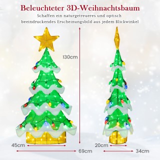 Costway 130 εκ. LED Χριστουγεννιάτικο Δέντρο με Φωτάκια LED, Αστέρι...