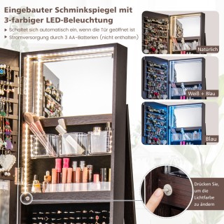 Costway Περιστρεφόμενη Κοσμηματοθήκη 360° με Τρίχρωμο LED Φωτισμό ... Costway Περιστρεφόμενη Κοσμηματοθήκη 360° με Τρίχρωμο LED Φωτισμό ...