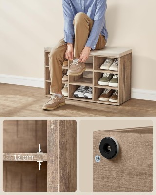 Πάγκος Παπουτσιών VASAGLE με Κάθισμα και Ράφια, Καφέ 30.3x78.5x48 ε... Πάγκος Παπουτσιών VASAGLE με Κάθισμα και Ράφια, Καφέ 30.3x78.5x48 ε...