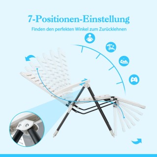 Costway  Ρυθμιζόμενη Ξαπλώστρα Βεράντας με 7 Θέσεις και Πτυσσόμενο ...