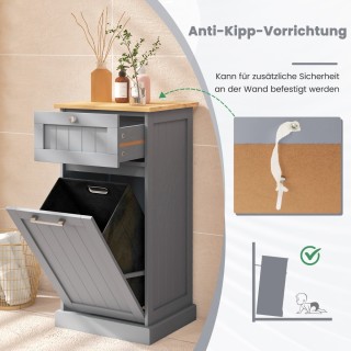 Costway  Ντουλάπα ρούχων με καλάθι, συρτάρι και μπαμπού επιφάνεια τ...