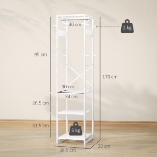 HOMCOM Επιδαπέδια κρεμάστρα με ράβδο και 2 ανοιχτά ράφια, από ξύλο ... HOMCOM Επιδαπέδια κρεμάστρα με ράβδο και 2 ανοιχτά ράφια, από ξύλο ...