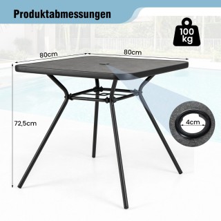 Costway Τραπέζι Κήπου με Επιφάνεια από Συνθετικό Μάρμαρο και Οπή γι...