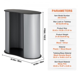 Φορητό Τραπέζι Εκθέσεων VEVOR, 90x49x94cm, Αναδιπλούμενος Πάγκος με... Φορητό Τραπέζι Εκθέσεων VEVOR, 90x49x94cm, Αναδιπλούμενος Πάγκος με...