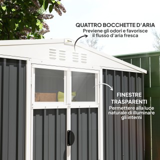 Outsunny Αποθήκη Κήπου για Εργαλεία από Γαλβανισμένο Ατσάλι με 2 Πό...