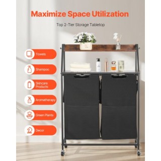 VEVOR Διπλό Καλάθι Άπλυτων με Ρόδες και Γάντζους XYLEKJSMGBS2NT3MS0...