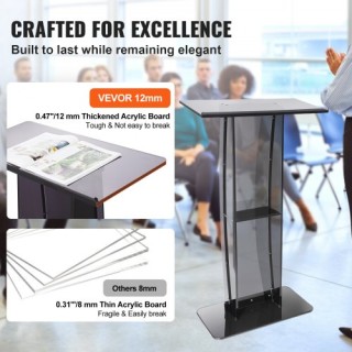 VEVOR Ακρυλικό Βήμα, 47 Ύψος, με Ράφι, Διάφανο, Μαύρο CTSJTHSTMYK... VEVOR Ακρυλικό Βήμα, 47 Ύψος, με Ράφι, Διάφανο, Μαύρο CTSJTHSTMYK...