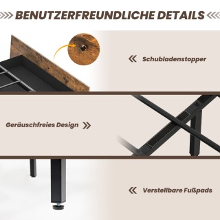 Διπλό Κρεβάτι με LED και Συρτάρια  216 x 144 x 102cm για Στρώμα 140...