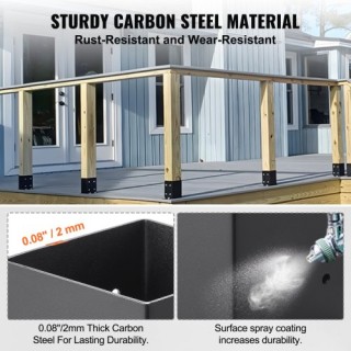 Βάσεις Στύλων VEVOR 101.6x101.6mm, Σετ 2τμχ, Μαύρες για Στήριξη Ξύλ... Βάσεις Στύλων VEVOR 101.6x101.6mm, Σετ 2τμχ, Μαύρες για Στήριξη Ξύλ...