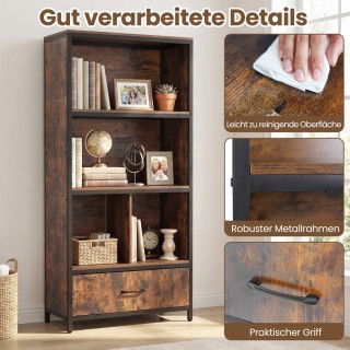 Costway Βιβλιοθήκη 4 Επιπέδων με Ανοιχτά Ράφια και Υφασμάτινο Συρτά... Costway Βιβλιοθήκη 4 Επιπέδων με Ανοιχτά Ράφια και Υφασμάτινο Συρτά...