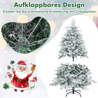 Costway 135 cm Τεχνητό Χριστουγεννιάτικο Δέντρο με Φωτισμό και Χιόν...