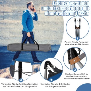 Costway  Πτυσσόμενη αιώρα με σκελετό και πλαϊνή τσέπη, αντοχή έως 1...