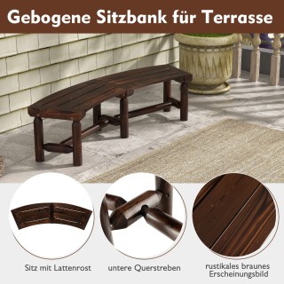 Costway Ανθεκτικός Ξύλινος Πάγκος Βεράντας Χωρίς Πλάτη για 2-3 Άτομ...