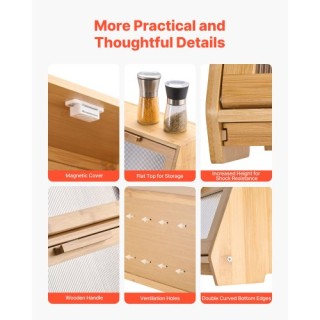 VEVOR Μπαμπού Διπλή Ψωμιέρα για τον Πάγκο Κουζίνας CWJLXZMTJXSCXHLJ...