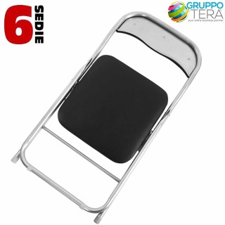 BAKAJI Σετ 6 κομμάτια καρέκλες με επένδυση, πτυσσόμενες, μαύρο χρώ... BAKAJI Σετ 6 κομμάτια καρέκλες με επένδυση, πτυσσόμενες, μαύρο χρώ...