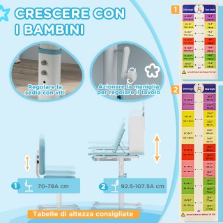 AIYAPLAY  Σετ Γραφείο και Καρέκλα για Παιδιά Ρυθμιζόμενα, Σχολικό Θ...