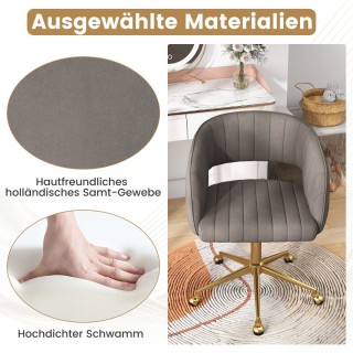 Costway Καρέκλα γραφείου από βελούδο, μοντέρνα περιστρεφόμενη καρέκ...