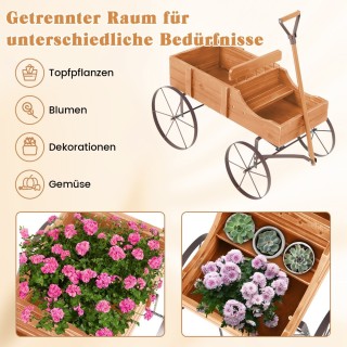 Costway Ξύλινο Καρότσι Φυτών με Ρουστίκ Σχεδιασμό για Κήπο και Μπαλ...