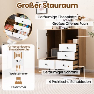 Costway  Μεσαιωνικό Μπουφέ Ντουλάπι με Μοντέρνα Πινελιά - 4 Συρτάρι...