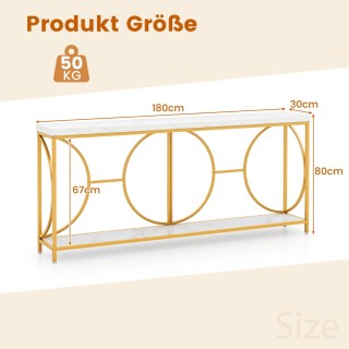 Costway Κομψό Τραπέζι Εισόδου με Χρυσό Μεταλλικό Πλαίσιο και Επιφάν...