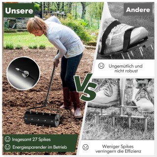 Costway Χειροκίνητος Αεριστής Γκαζόν με Καρφιά & Λαβή GT4129DK Costway Χειροκίνητος Αεριστής Γκαζόν με Καρφιά & Λαβή GT4129DK