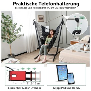 Costway Ρυθμιζόμενη Γκρι Κρεμαστή Καρέκλα με Μαξιλάρι και Σταντ NP1... Costway Ρυθμιζόμενη Γκρι Κρεμαστή Καρέκλα με Μαξιλάρι και Σταντ NP1...