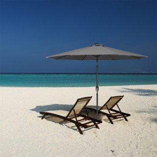 BAKAJI  Ομπρέλα Κήπου 270 εκ. Φώτα LED Γκρι Αντιανεμική Εξωτερική 8...