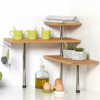 BAKAJI Γωνιακό Ράφι Κουζίνας με 3 Ράφια από Ξύλο Μπαμπού και Ατσάλ... BAKAJI Γωνιακό Ράφι Κουζίνας με 3 Ράφια από Ξύλο Μπαμπού και Ατσάλ...